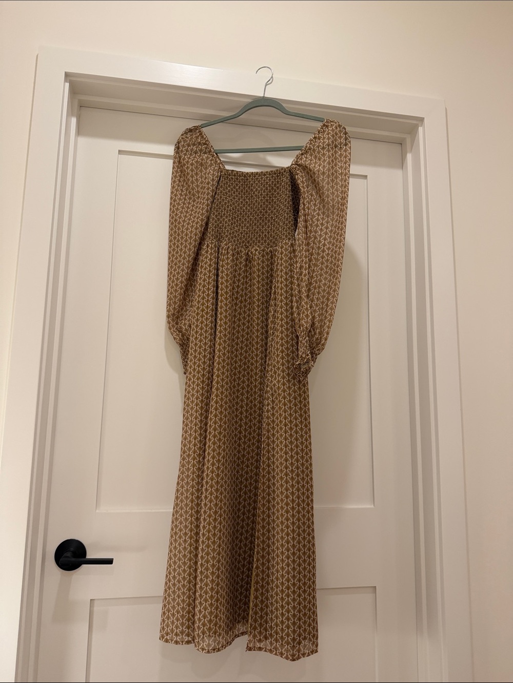 NWT o.p.t - (One Pretty Time)- Long Sleeve Brown Printed Maxi Dress